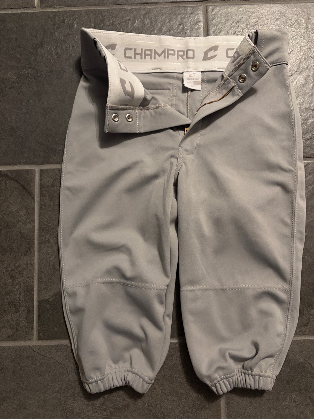 Champro brand -Youth size Large Gray Baseball Pants-Knicker style